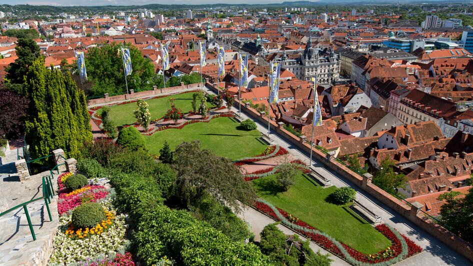 Blick auf die Gärten am Schlossberg